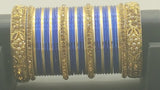Absolutely Stunning Stone Studded Bangle Set in Golden And Blue.