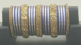 Very Stylish Bollywood Party Wear Stone Studded Full Bangle Set in Blue And Golden.