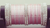 Incredible Bollywood Style Party Wear Full Bangle Set In Pink And Silver.