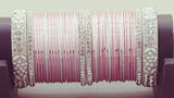 Incredible Bollywood Style Party Wear Full Bangle Set In Pink And Silver.