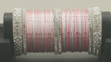 Incredible Bollywood Style Party Wear Full Bangle Set In Pink And Silver.