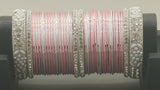 Incredible Bollywood Style Party Wear Full Bangle Set In Pink And Silver.