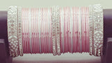 Incredible Bollywood Style Party Wear Full Bangle Set In Pink And Silver.