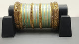 Custom Bangle Set Gold and Mint Green