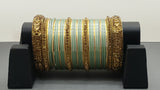 Custom Bangle Set Gold and Mint Green