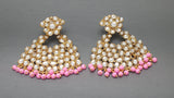Pink Indian Bollywood Jewellery Kundan Pearls Earring Set