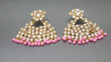 Pink Indian Bollywood Jewellery Kundan Pearls Earring Set