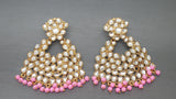 Pink Indian Bollywood Jewellery Kundan Pearls Earring Set