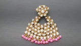 Pink Indian Bollywood Jewellery Kundan Pearls Earring Set