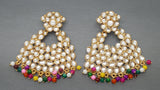 Latest multi Indian Bollywood Kundan Pearls Earring Set