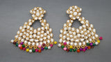 Latest multi Indian Bollywood Kundan Pearls Earring Set