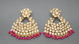 Hot Pink Indian Bollywood Style Beautiful Kundan Pearls Earring Set