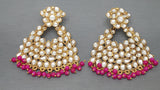 Hot Pink Indian Bollywood Style Beautiful Kundan Pearls Earring Set