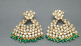 Party wear Indian Bollywood Green Kundan Pearls Earring Set