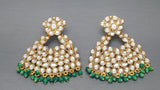 Party wear Indian Bollywood Green Kundan Pearls Earring Set