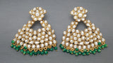 Party wear Indian Bollywood Green Kundan Pearls Earring Set