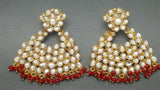 Stylish Red Indian Bollywood Kundan Pearls Earring Set