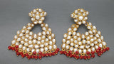 Stylish Red Indian Bollywood Kundan Pearls Earring Set