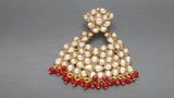 Stylish Red Indian Bollywood Kundan Pearls Earring Set