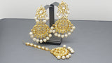Incredible White Indian Bollywood Kundan Bridal Tikka Earrings Set