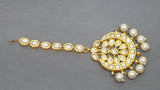 Incredible White Indian Bollywood Kundan Bridal Tikka Earrings Set