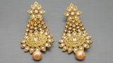 Rose Gold plated Pearls Setting Indian Bollywood Earrings Set