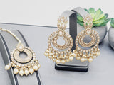 Most Trendy Kundan Tikka  Earrings set /Pearl Mang Tikka Earrings Set/Bridesmaids Tikka earrings set/kundan Tikka set/Indian Jewelry/Indian Wedding Jewelry