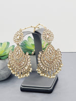 "Reflective Splendor: Stunning Reverse Ad Tikka Earrings Set"
