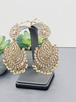 "Reflective Splendor: Stunning Reverse Ad Tikka Earrings Set"