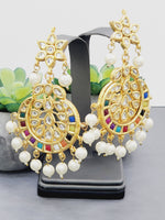 "Kaleidoscope Elegance: Exquisite Kundan Multi-Color Earrings Set"