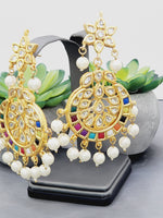 "Kaleidoscope Elegance: Exquisite Kundan Multi-Color Earrings Set"