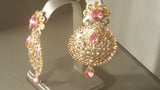 Tikka Earrings Set  Pink And Badge Color Jarkan (Stone)