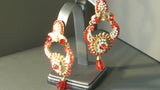 Incredible Indian Red Polki Jarkan Stone and Pearls Earrings Set