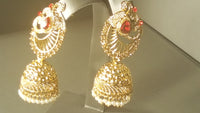 Incredible Indian Jewellery Red Jumka Bali Earrings Set