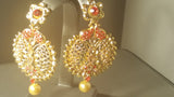 Beautiful Red Polki Jarkan stone And Kundan Earrings Set