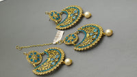 Indian Bollywood Jewellery Beautiful Tikka Earring Set.