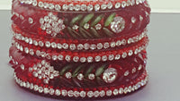 Very Beautiful Red And Green Party Wear Bangle (Kangan) Bracelets Set.