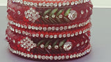 Very Beautiful Red And Green Party Wear Bangle (Kangan) Bracelets Set.