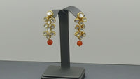 Beautiful Indian Bollywood Jewellery Orange Kundan Pearl Choker Necklace Set.