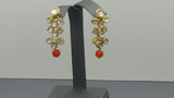 Beautiful Indian Bollywood Jewellery Orange Kundan Pearl Choker Necklace Set.