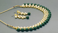 Indian Bollywood Jewellery Designer Pearl Kundan Red Choker Necklace Set.