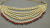 Indian Bollywood Party Wear Kundan Pearl Choker Necklace Set.