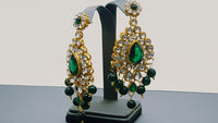 Designer Indian Bollywood Wedding Kundan Green Choker Necklace Set.