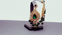 Designer Indian Bollywood Wedding Kundan Green Choker Necklace Set.