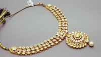 Stunning Indian Bollywood Jewellery Kundan Pearl Choker Necklace Set.