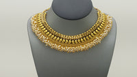 Latest Indian Bollywood Jewellery Gold Plated Pearl Kundan Choker Necklace Set.
