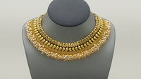 Latest Indian Bollywood Jewellery Gold Plated Pearl Kundan Choker Necklace Set.