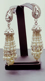 Indian Pakistani Designer Jewellery Silver Plated Pearl Drop Jhumka Earrings Set.