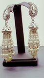 Indian Pakistani Designer Jewellery Silver Plated Pearl Drop Jhumka Earrings Set.