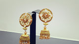 Indian Designer Bollywood Jewellery kundan Pearl Rose Gold Plated Jhumka Earrings Set.